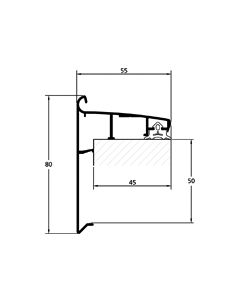 SOLOTRIM ALUMINIUM BRUTE L=2500 80 MM INCL. 1  KOPPELPLAATJE, 1 KOPPELING, 9 SCHROEVEN