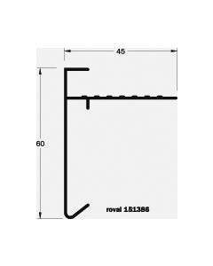 DAKTRIM STANDAARD ALUMINIUM BRUTE L=2500 60 X 45 M M INCL. 1 KOPPELPLAATJE